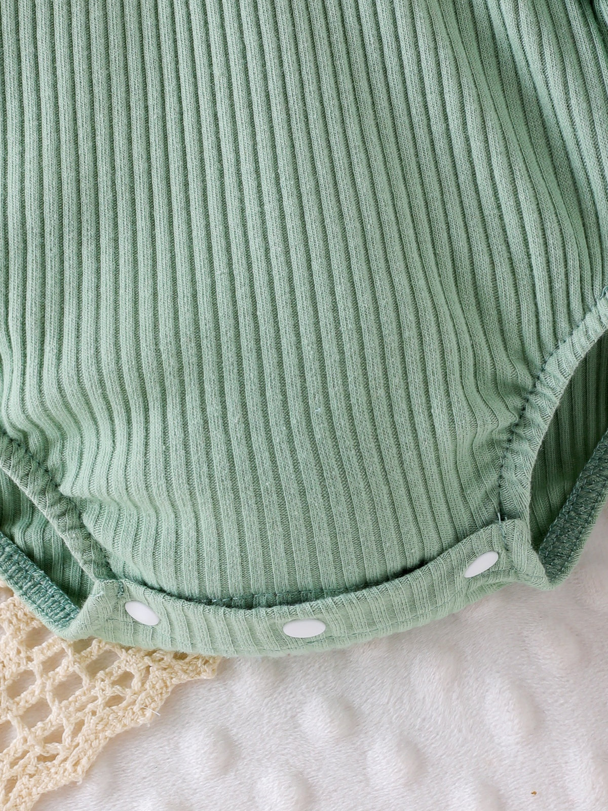 Baby Girls Mint Green Ruffle Cotton Bodysuit With Headband