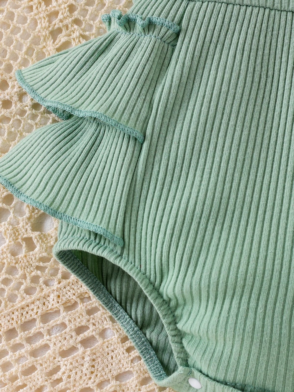 Baby Girls Mint Green Ruffle Cotton Bodysuit With Headband