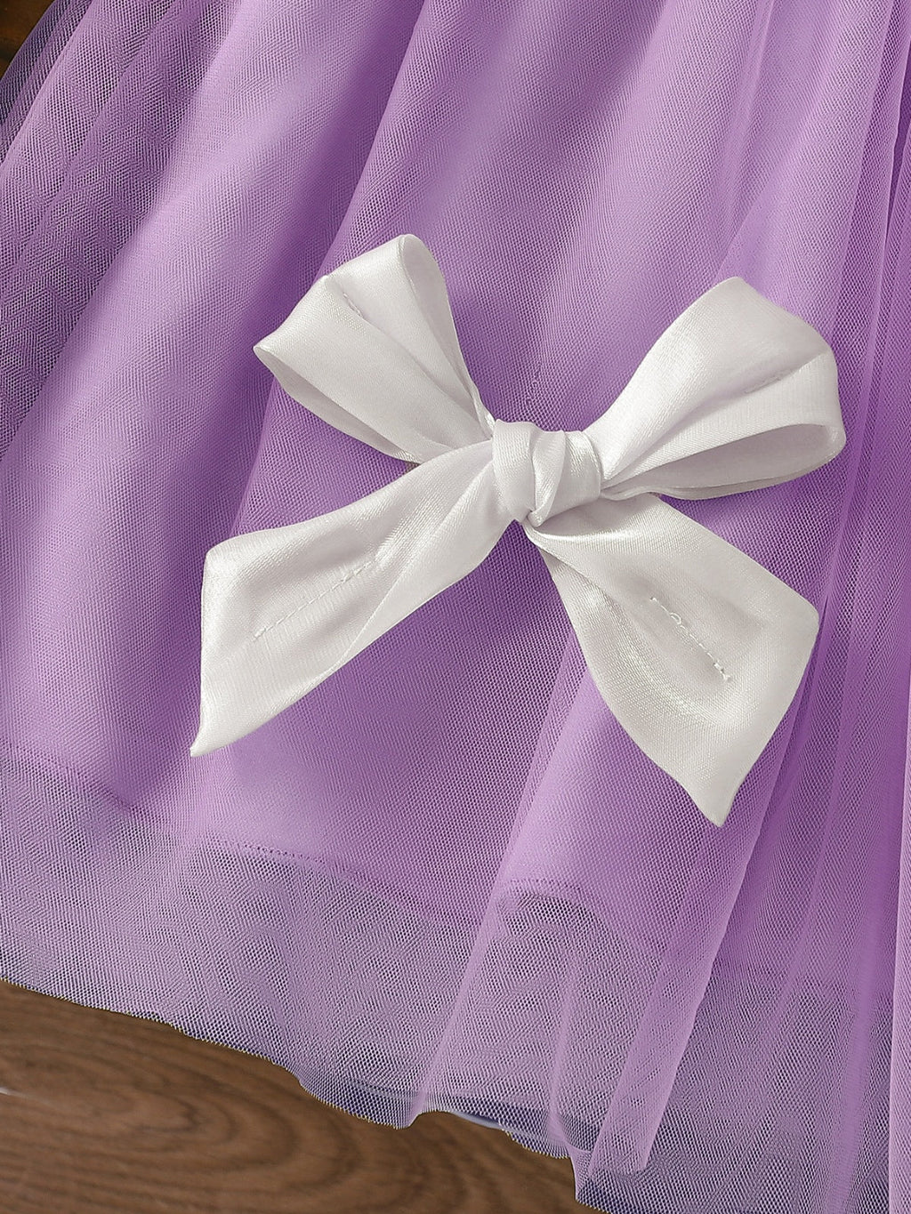 Baby Girls Summer Ruffled Sleeves Bow-Decorated Mesh Dress