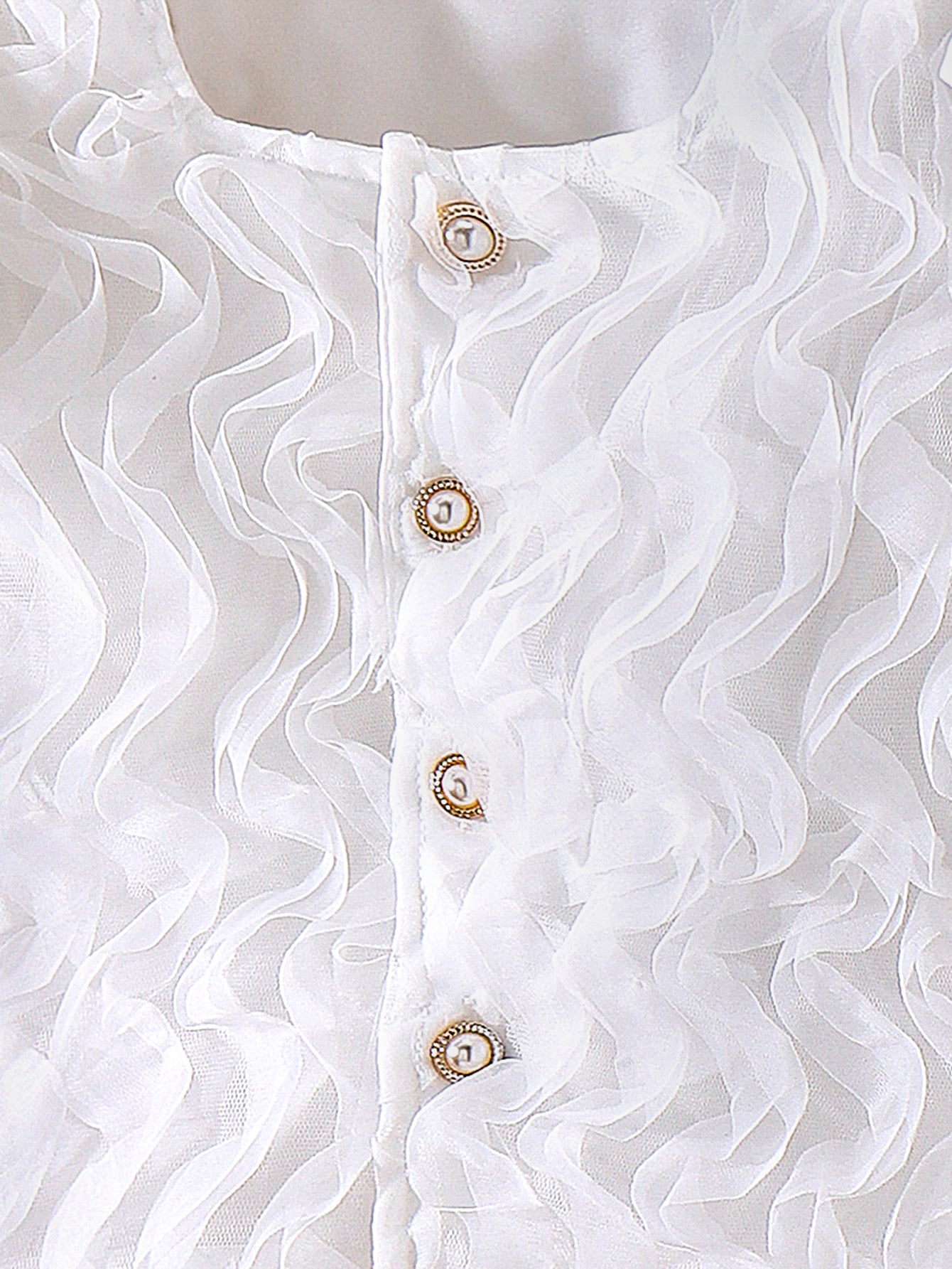 Girls White Ruffle Top And Ruffle Skirt  Two-Piece Set