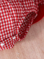 Baby Girl Red Plaid Strawberry Pattern Romper Dress with Headband