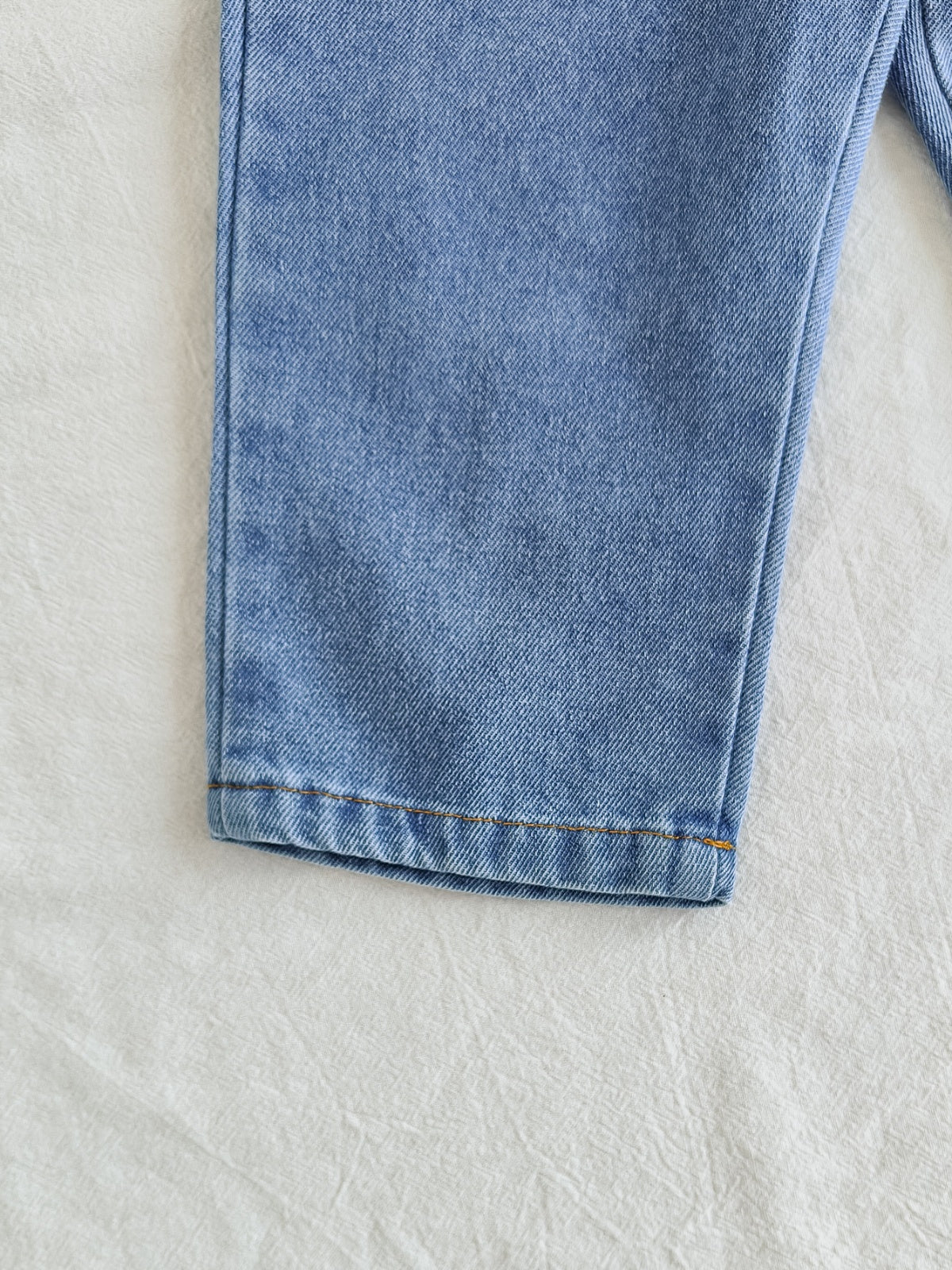 Baby Girls Spring/Autumn Light Blue Long-sleeve Denim Jacket, White Short-sleeved T-shirt, and Denim Pants  Three-piece Set