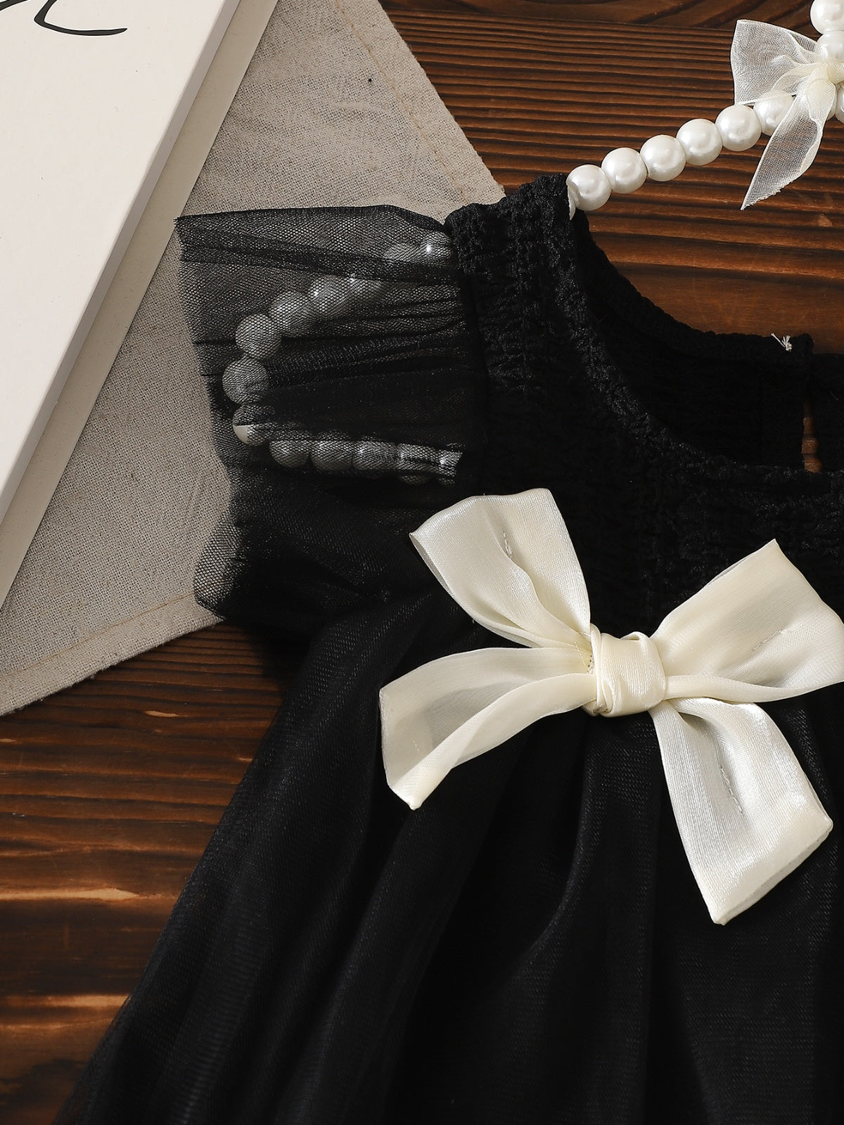 Baby Girls Summer Ruffled Sleeves Bow-Decorated Mesh Dress