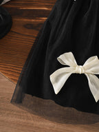 Baby Girls Summer Ruffled Sleeves Bow-Decorated Mesh Dress