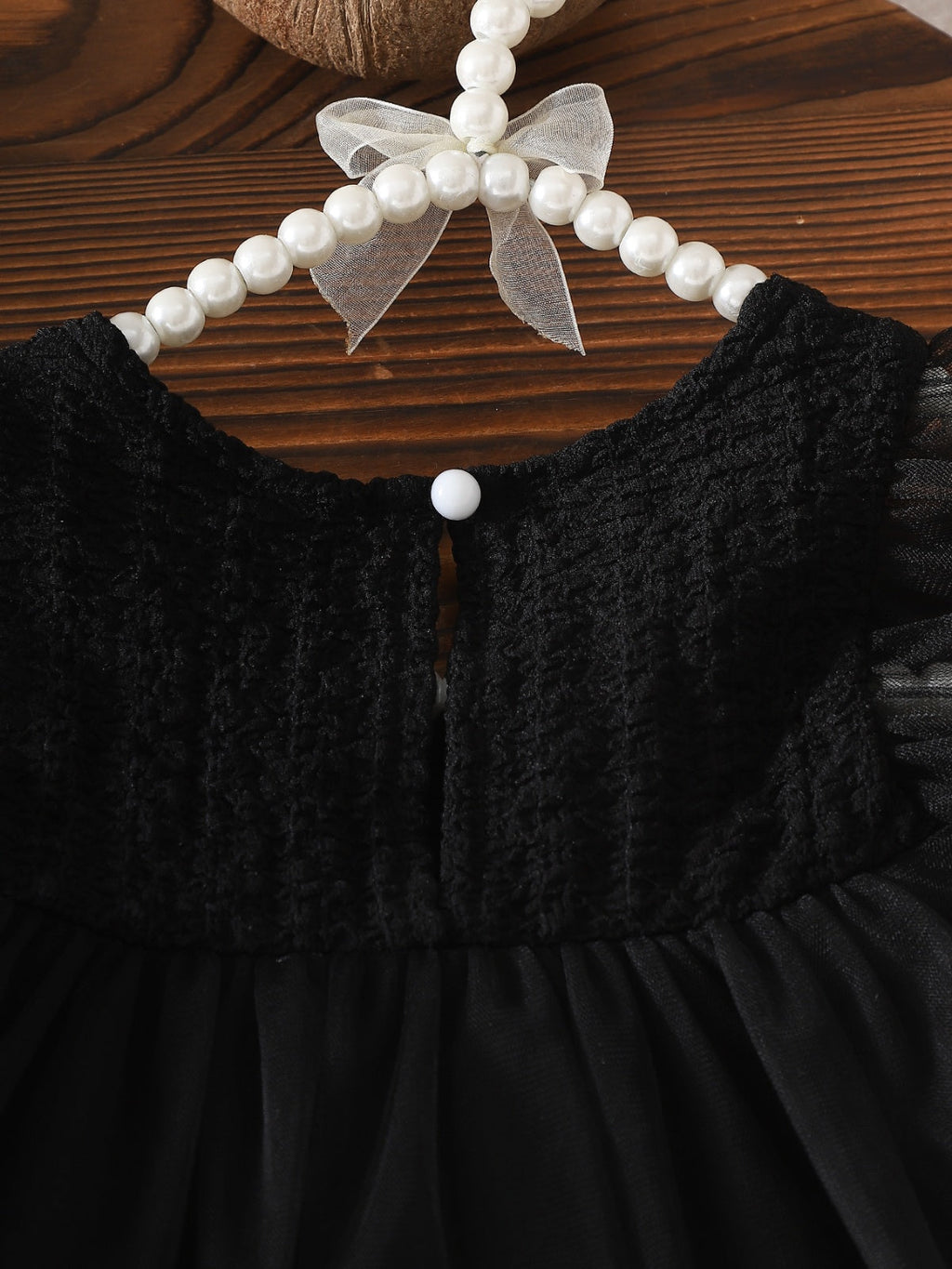 Baby Girls Summer Ruffled Sleeves Bow-Decorated Mesh Dress