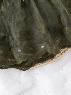 Baby Girls Spring/Autumn Long-sleeve Waffle Mesh Dress Bodysuit, Bow Headband and Socks Three-piece set