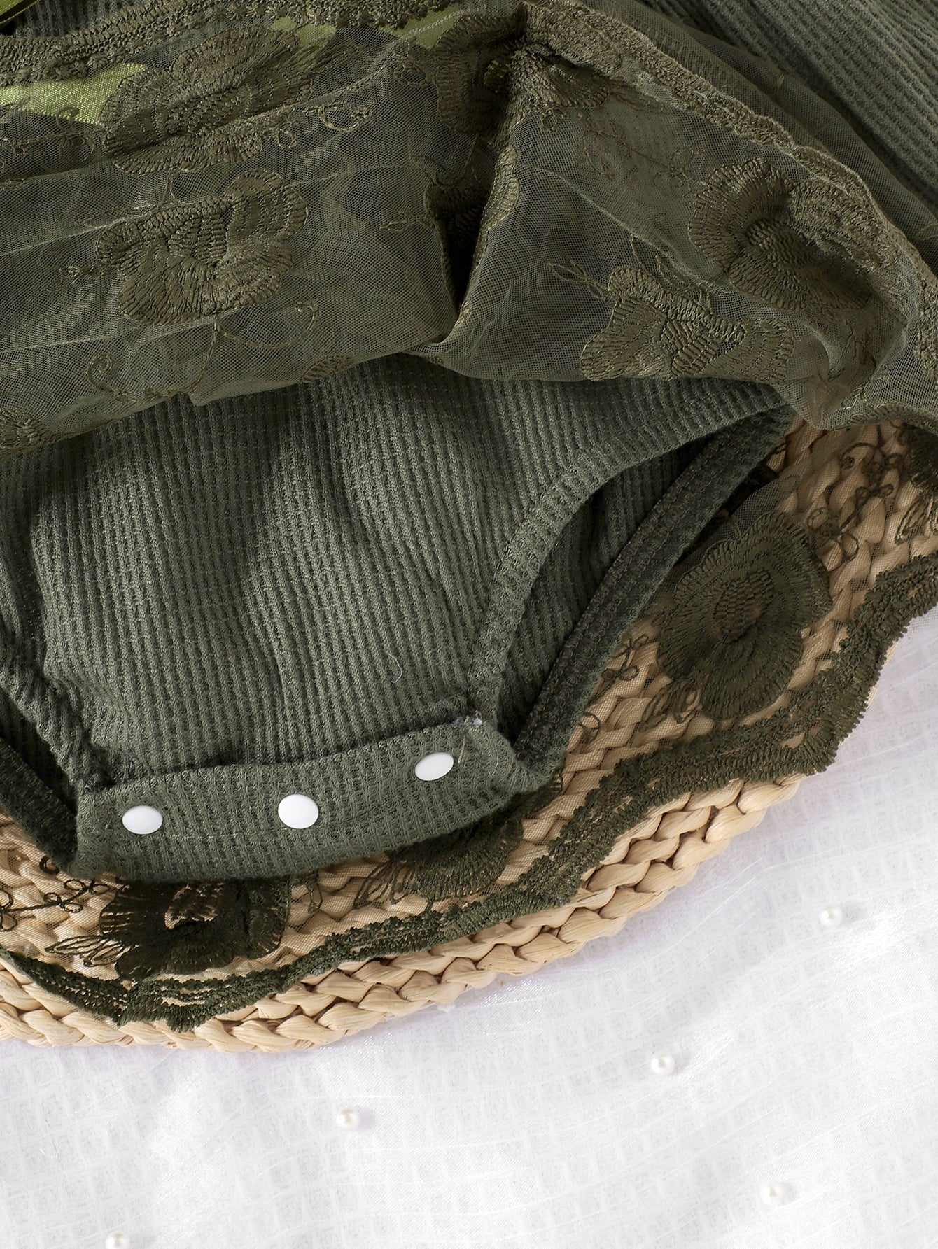 Baby Girls Spring/Autumn Long-sleeve Waffle Mesh Dress Bodysuit, Bow Headband and Socks Three-piece set