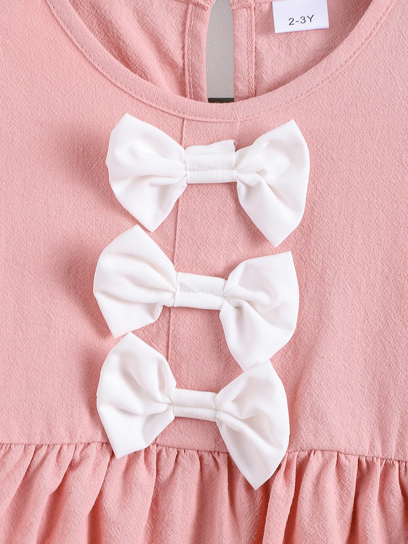 Girls Pink Sleeveless Bowknot Top And Pants Two-Piece Set