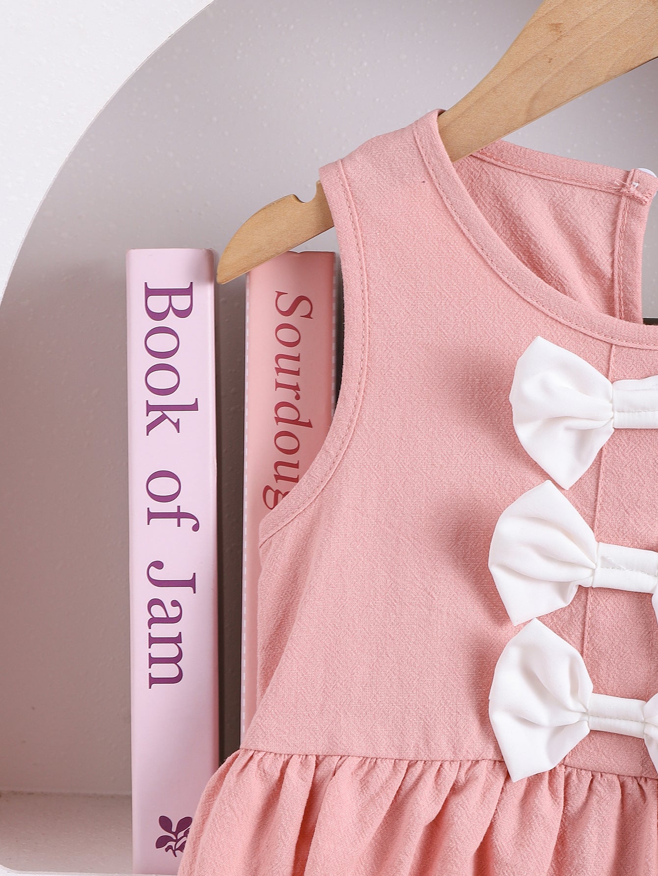 Girls Pink Sleeveless Bowknot Top And Pants Two-Piece Set