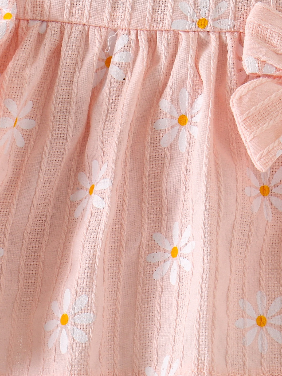 Baby Girls Pink Daisy Print Ruffle Top And Shorts Summer Outfit