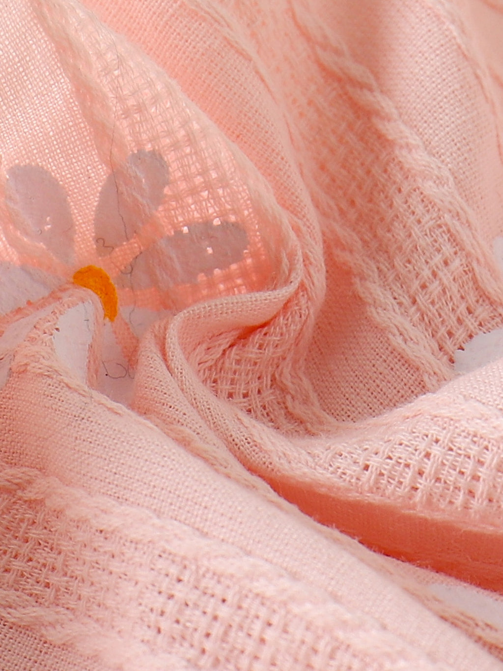 طقم صيفي للبنات الصغيرات مكون من بلوزة قصيرة مكشكشة مزينة بطبعة زهور الأقحوان باللون الوردي وشورت