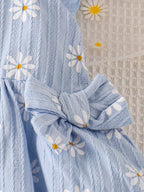 Baby Girls Blue Daisy Print Ruffle Top And Shorts Summer Outfit