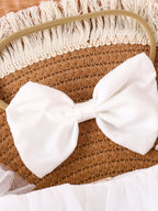 Baby Girls White Tulle Romper Dress With Bow Headband