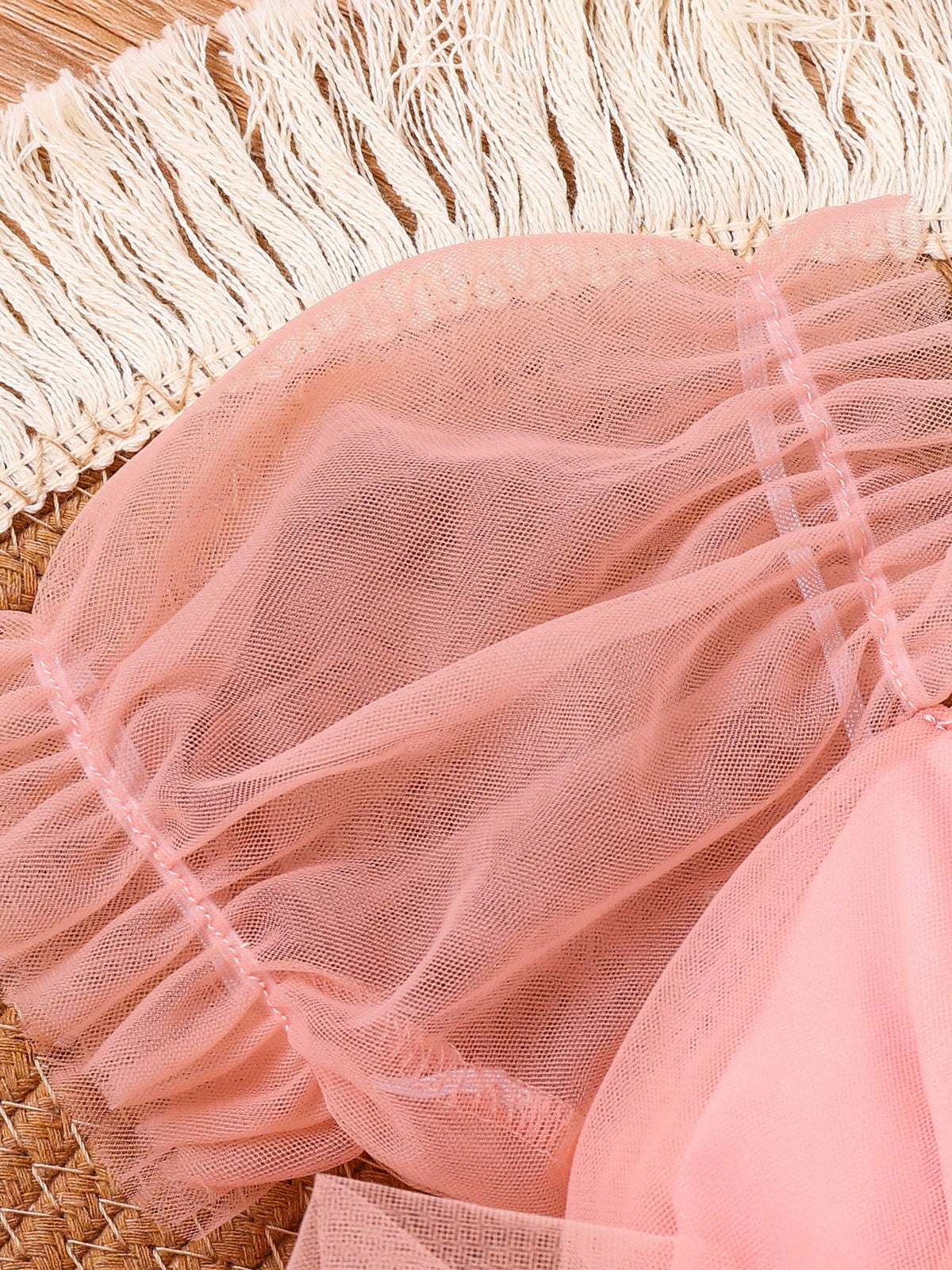 Baby Girls Pink Tulle Romper Dress With Bow Headband