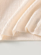 طقم قطعتين للبنات الصغيرات، مناسب لفصلي الربيع والخريف، يتكون من تيشيرت بأكمام طويلة واسعة وفستان من قماش الكوردروي بنقشة فيونكة.