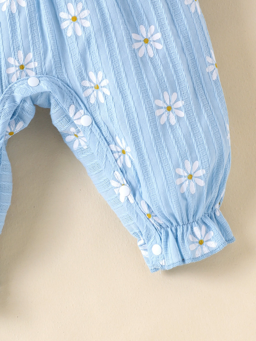 Baby Girls Daisy Blue Bow Ruffles Jumpsuit