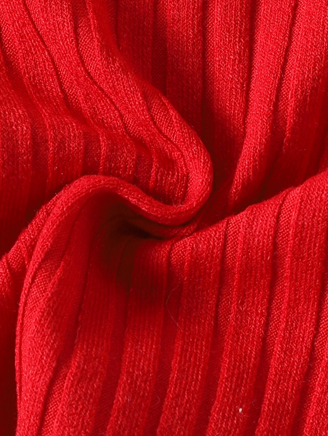 Baby Girls Spring/Autumn Long-sleeve Red Ribbed Top and Rmbroidered Teans Two-piece Set