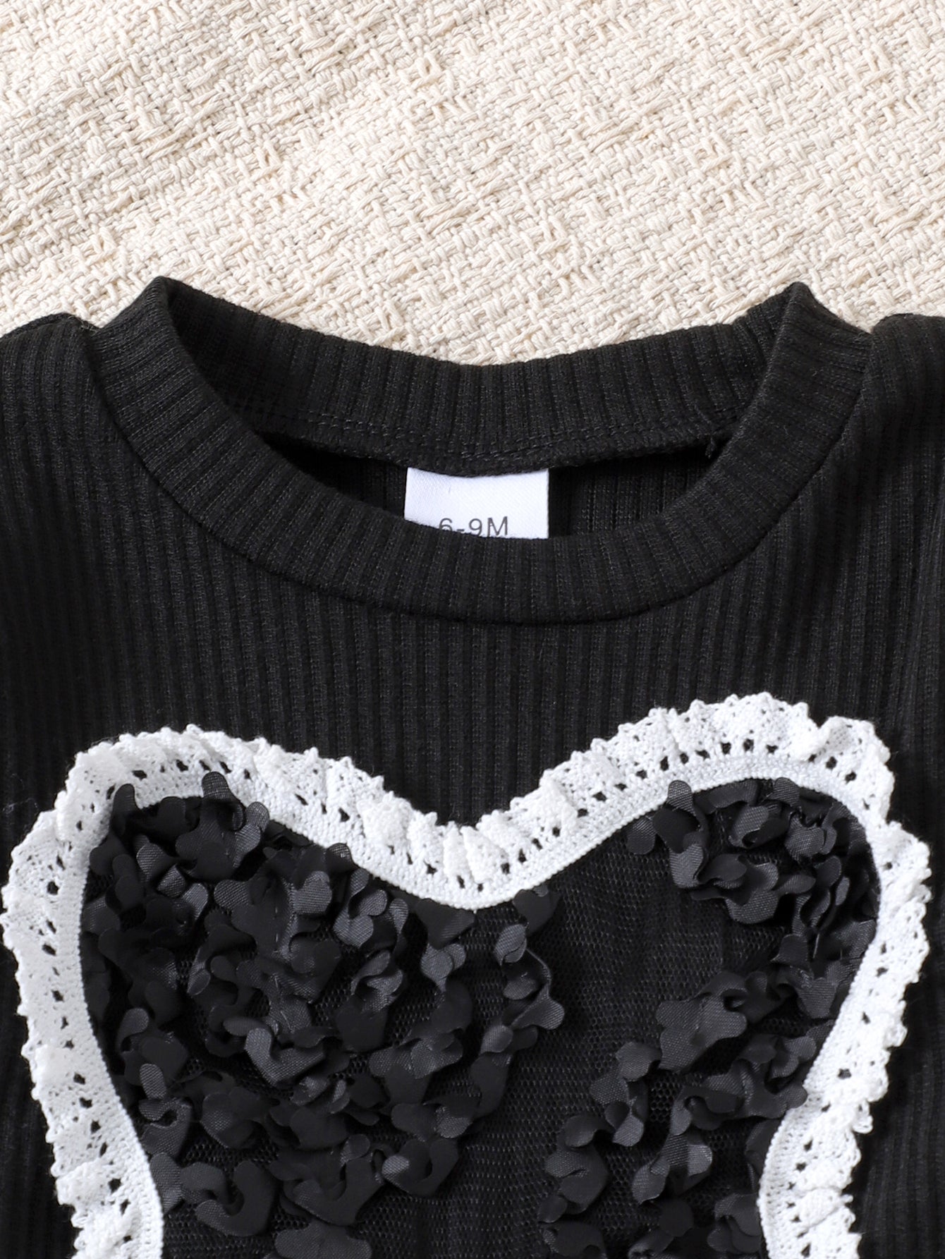 Baby Girls Spring/Autumn Long-sleeve 3D Butterfly Long-sleeve Ribbed T-shirt and Flared Pants Two-piece Set