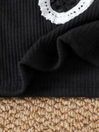 طقم قطعتين للبنات الصغيرات، ربيع/خريف، يتكون من تيشيرت بأكمام طويلة مضلعة مزينة بفراشة ثلاثية الأبعاد وبنطال واسع.