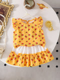 Baby Girl Summer Rose Print Flutter Sleeve Top and Skirt Two-Piece Set