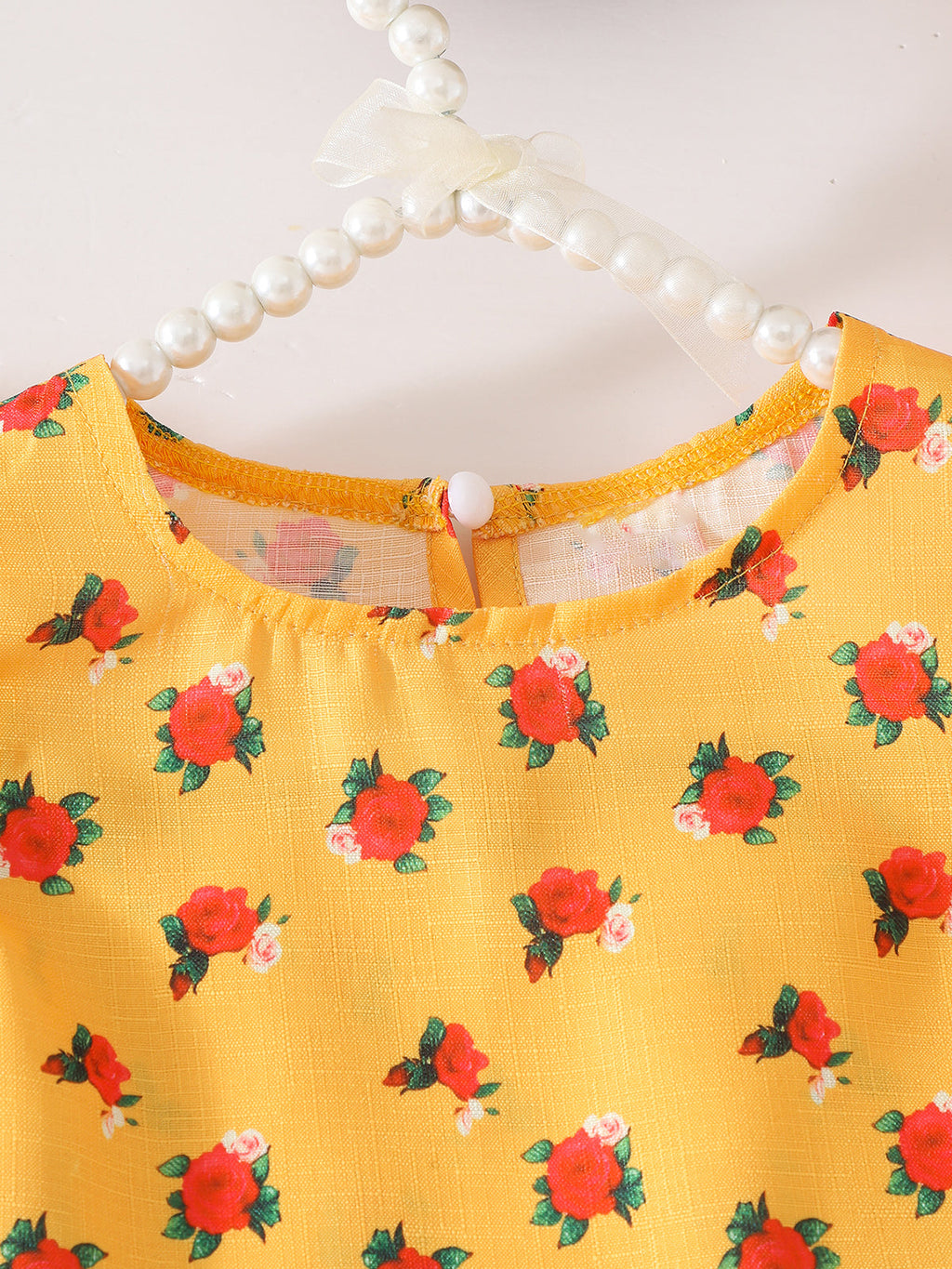 Baby Girl Summer Rose Print Flutter Sleeve Top and Skirt Two-Piece Set