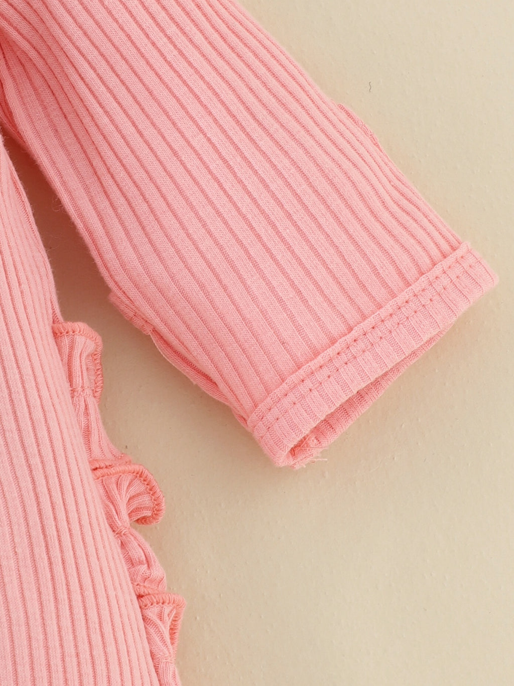 Newborn Pink Letter Pattern Ruffles Jumpsuit With Headband