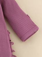 Newborn Purple Letter Pattern Ruffles Jumpsuit With Headband