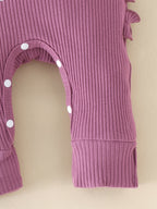 Newborn Purple Letter Pattern Ruffles Jumpsuit With Headband