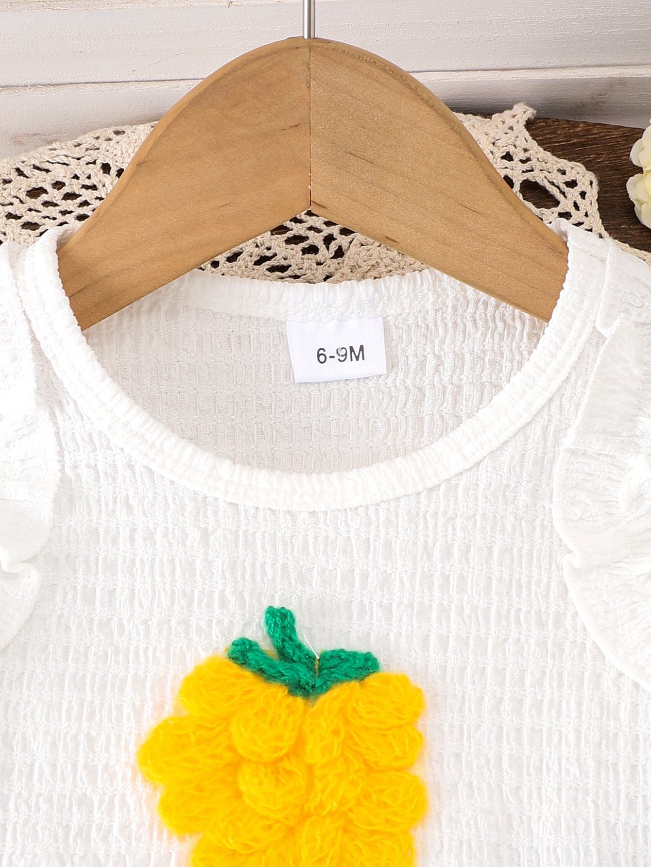 Girls White Sleeveless Ruffle Top And Bowknot  Pants Two-Piece Set