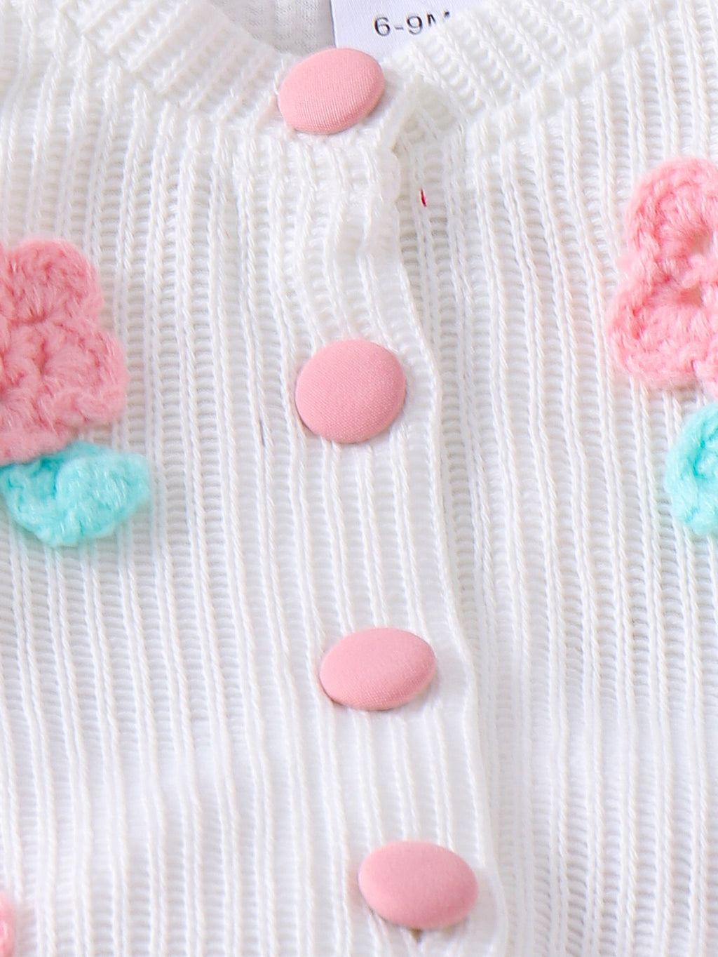 Baby Girls Spring/Autumn Long-Sleeve 3D Floral Knitted Cardigan and Pink Pleated Skirt Two-Piece Set