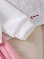 Baby Girls Spring/Autumn Long-Sleeve 3D Floral Knitted Cardigan and Pink Pleated Skirt Two-Piece Set