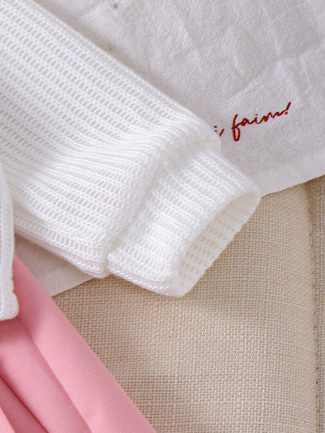 Baby Girls Spring/Autumn Long-Sleeve 3D Floral Knitted Cardigan and Pink Pleated Skirt Two-Piece Set