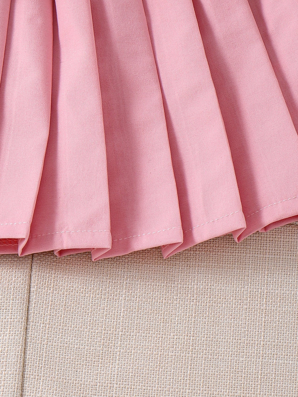 Baby Girls Spring/Autumn Long-Sleeve 3D Floral Knitted Cardigan and Pink Pleated Skirt Two-Piece Set