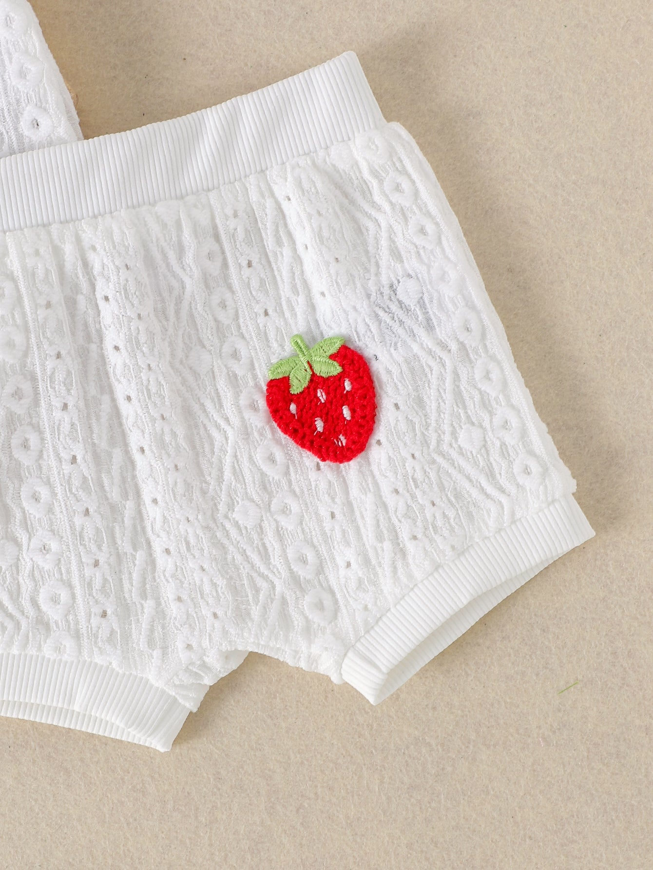 Baby Girls Strawberry White Bodysuit And Shorts Sets