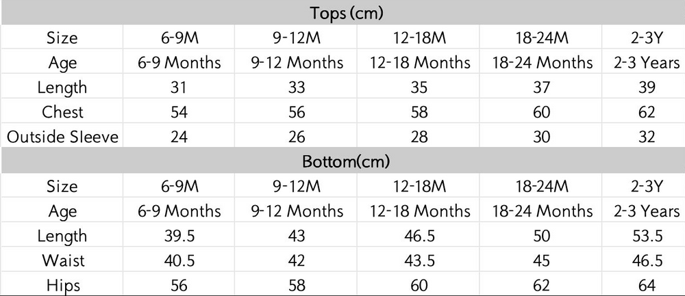 尺码表 - 点击放大