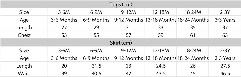 尺码表 - 点击放大