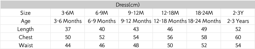 尺码表 - 点击放大