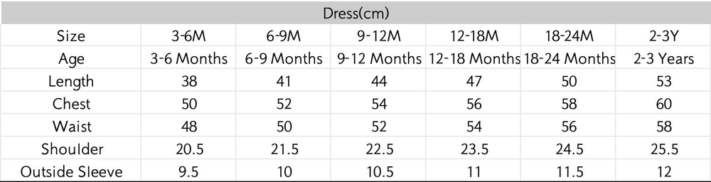 尺码表 - 点击放大