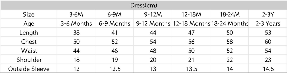 尺码表 - 点击放大