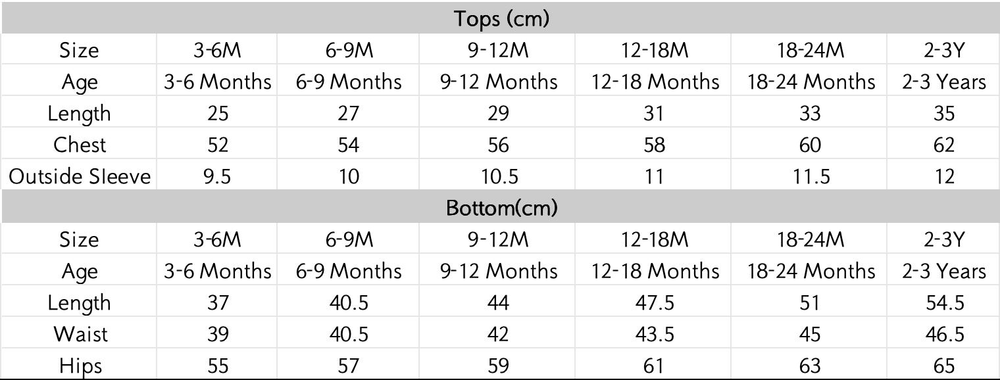 尺码表 - 点击放大