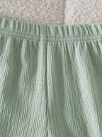 طقم قطعتين للبنات الصغيرات، ربيع/خريف، يتكون من تيشيرت بأكمام طويلة وبنطال من قماش منقوش.