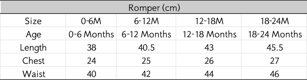 尺码表 - 点击放大