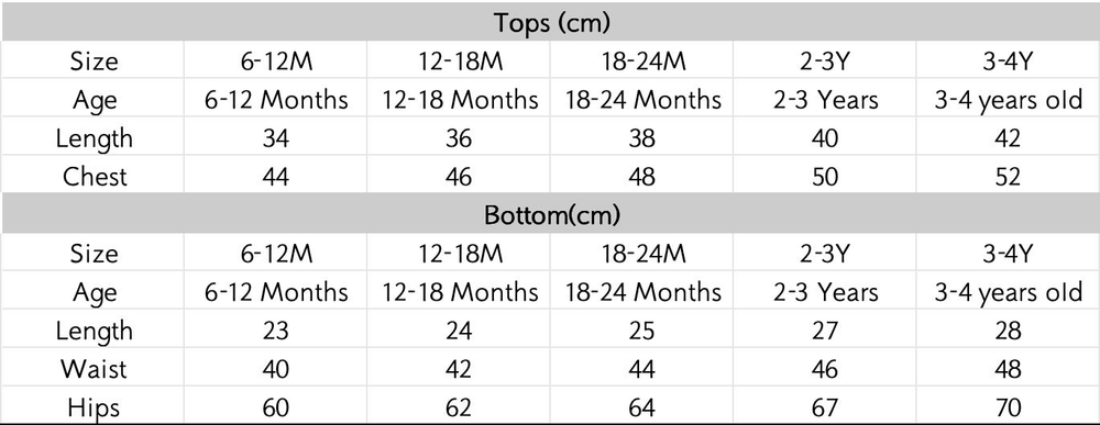 尺码表 - 点击放大