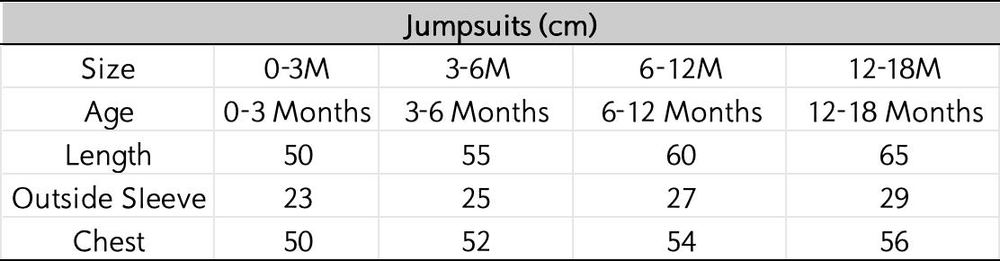 尺码表 - 点击放大