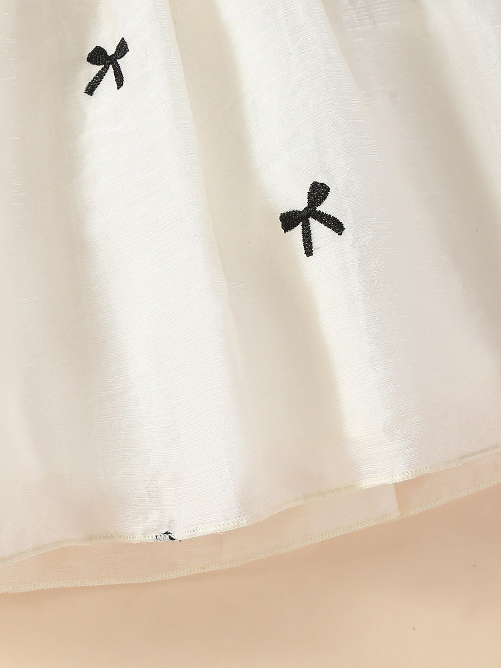 Baby Girls Summer Embroidered Bow White Puff Sleeves Dress