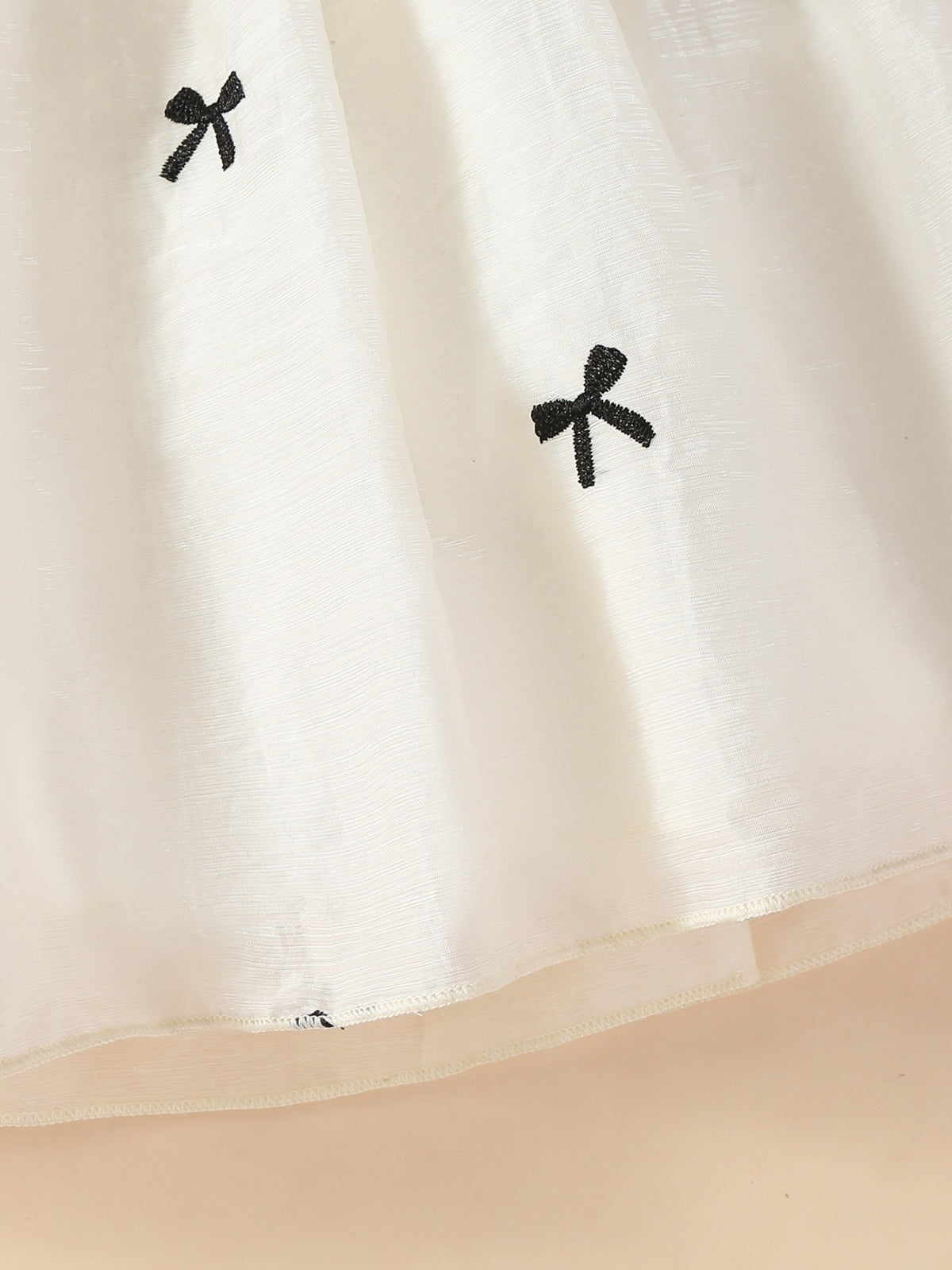 Baby Girls Summer Embroidered Bow White Puff Sleeves Dress