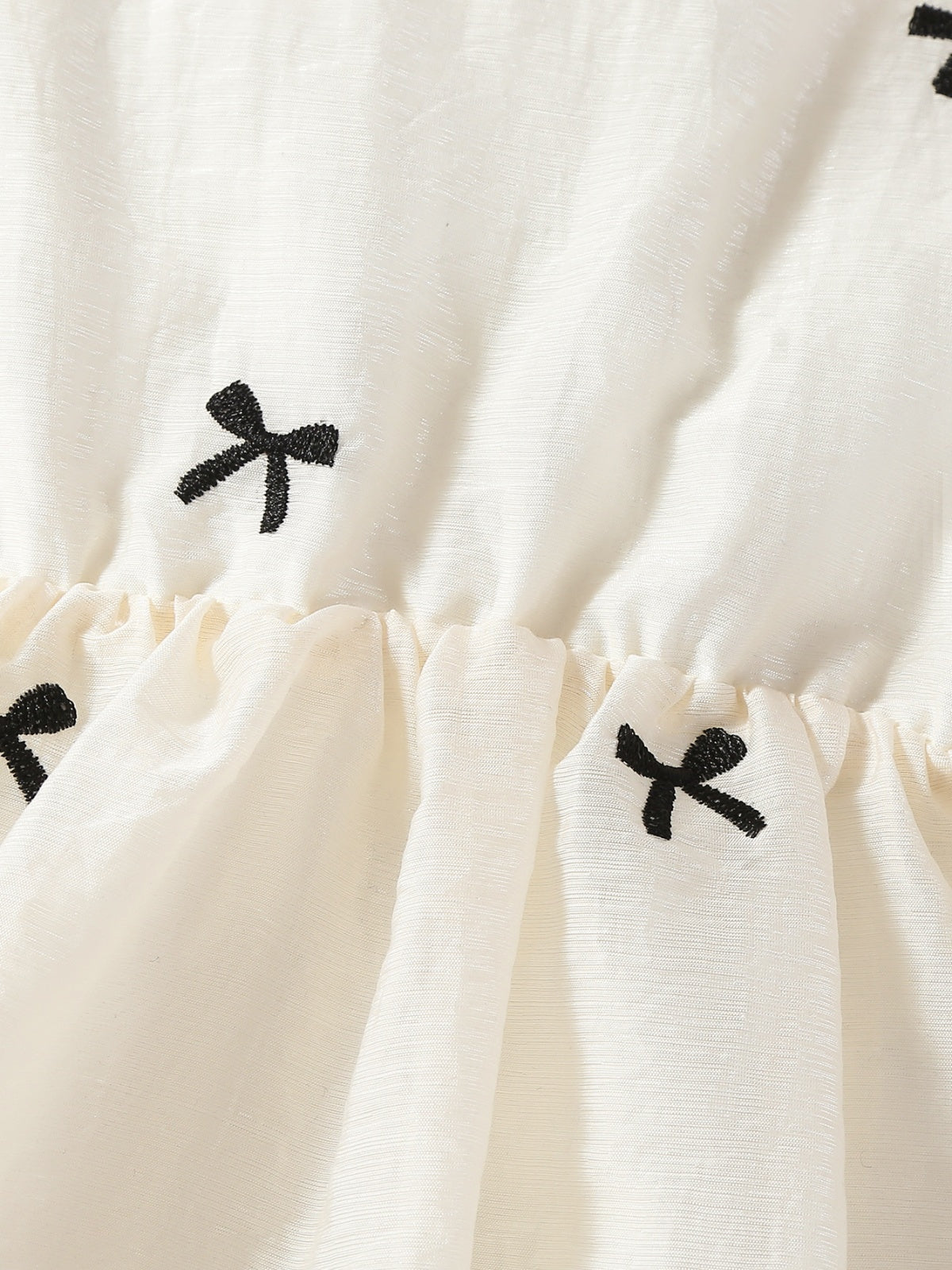 Baby Girls Summer Embroidered Bow White Puff Sleeves Dress