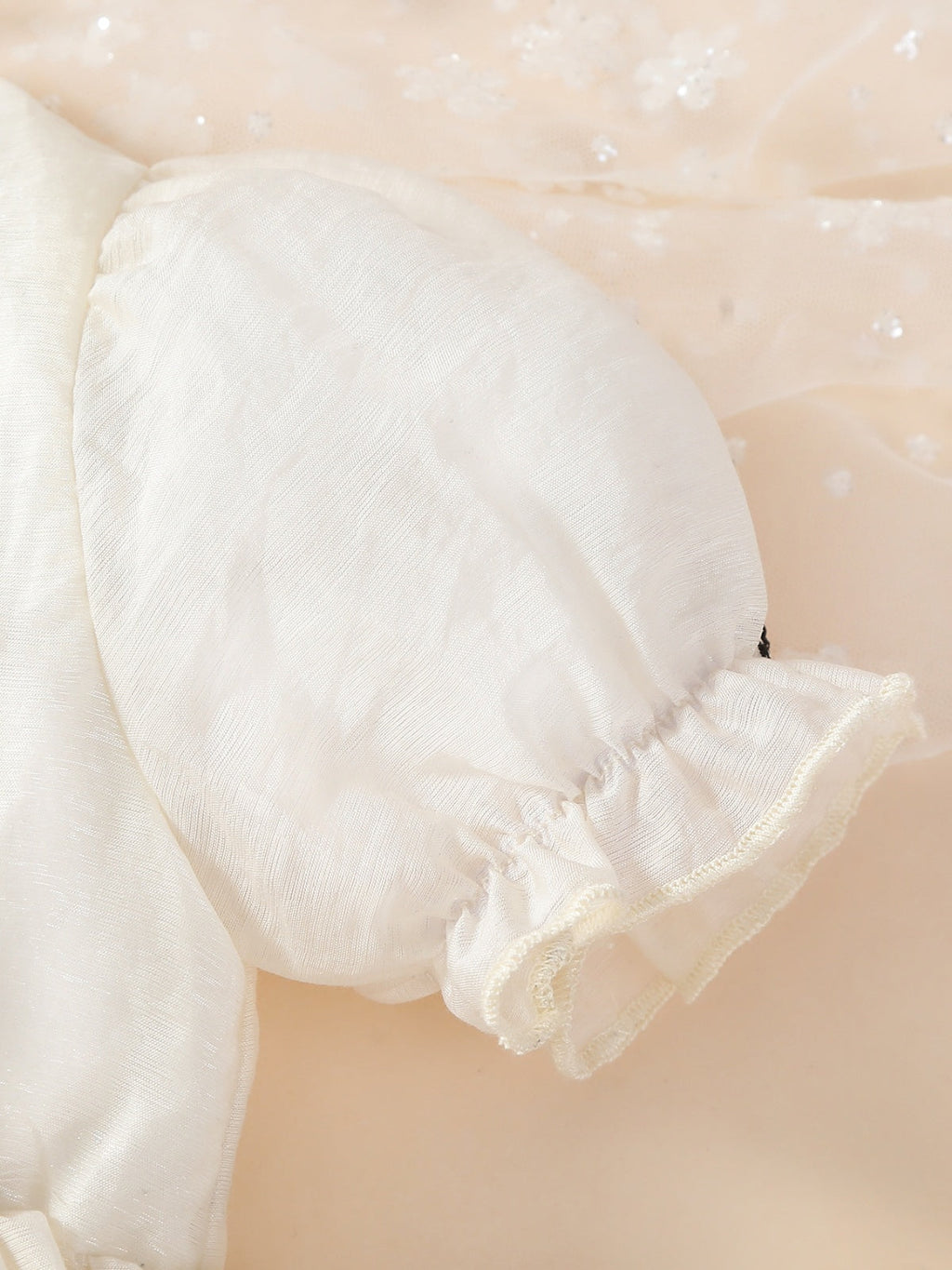 Baby Girls Summer Embroidered Bow White Puff Sleeves Dress