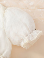 Baby Girls Summer Embroidered Bow White Puff Sleeves Dress