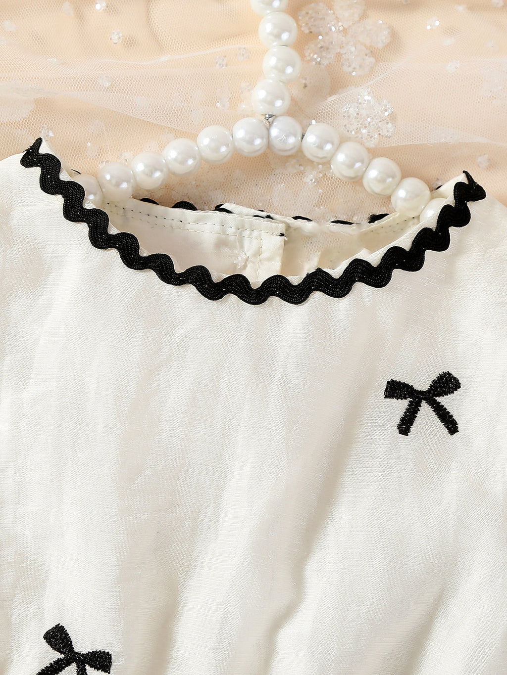 Baby Girls Summer Embroidered Bow White Puff Sleeves Dress